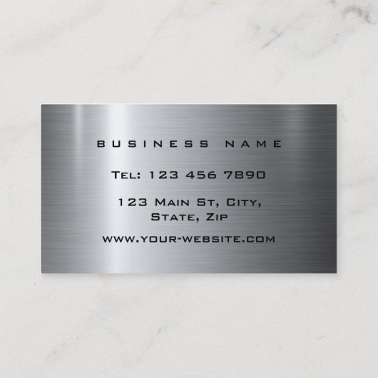 Professioneel, modern, zilver metaal visitekaartje (Achterkant)
