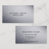 Professioneel, modern, zilver metaal visitekaartje (Voorkant / Achterkant)