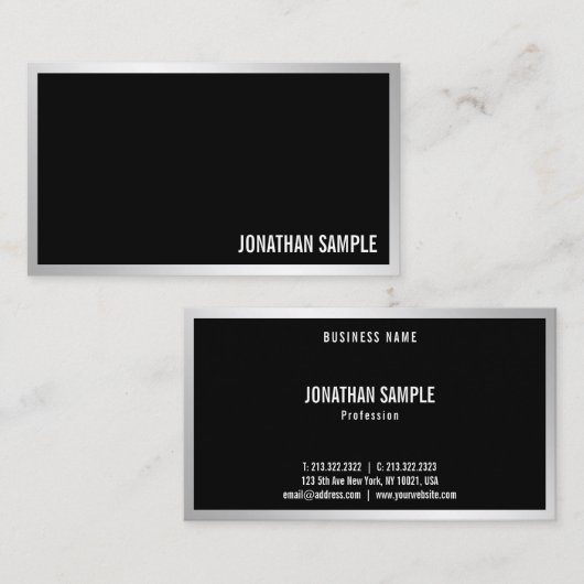 Professioneel Modern Zilver Stijlvol Minimalistisc Visitekaartje (Voorkant / Achterkant)