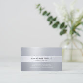 Professioneel, modern, zilver uitziend eenvoudig visitekaartje (Staand voorkant)