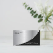 Professioneel, modern, zilver zwart visitekaartje (Staand voorkant)