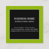 Professioneel modern zwart Apple Green Monogram Vierkante Visitekaartje (Achterkant)
