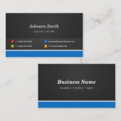 Professioneel, modern, zwart en blauw bedrijf visitekaartje (Voorkant / Achterkant)