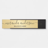 Professioneel, modern, zwart en goud deurbordje (Voorkant)