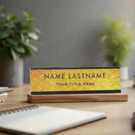 Professioneel Modern Zwart en Goud Kantoor Bureau Naambordje