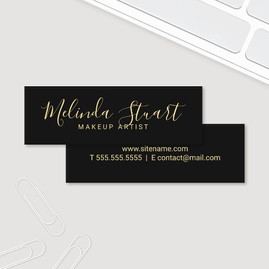 Professioneel, modern zwart en goud mini visitekaartje