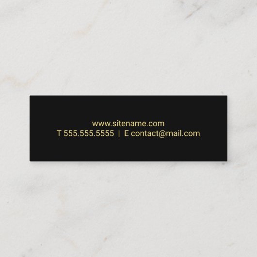 Professioneel, modern zwart en goud mini visitekaartje (Achterkant)