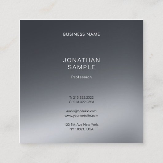 Professioneel, modern zwart en wit elegant vierkante visitekaartje (Achterkant)