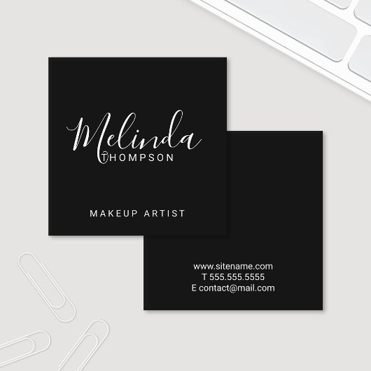 Professioneel, modern, zwart en wit vierkante visitekaartje