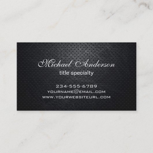 Professioneel, modern, zwart, gekraateerd metaal visitekaartje (Voorkant)