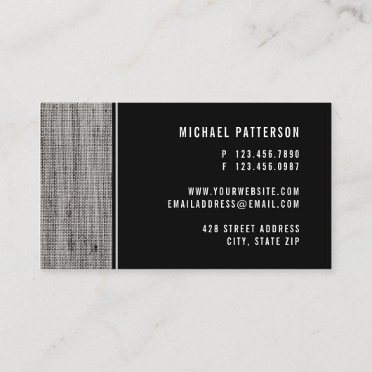 Professioneel Modern Zwart Gestextureerd Stijlvol Visitekaartje (Achterkant)