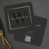 Professioneel, modern, zwart Gold Vierkante Visitekaartje