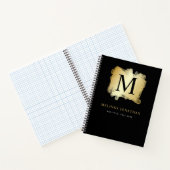 Professioneel Modern Zwart Goud Borstel Monogram Notitieboek (Binnen)