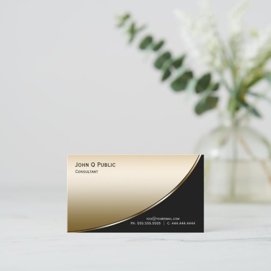 Professioneel, modern zwart goud visitekaartje (Staand voorkant)