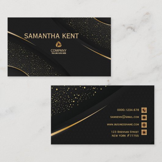 Professioneel Modern zwart & Goud Visitekaartje (Voorkant / Achterkant)