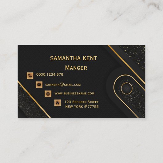 Professioneel Modern zwart & Goud Visitekaartje (Achterkant)
