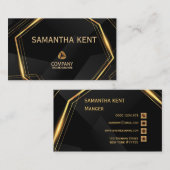 Professioneel Modern zwart & Goud Visitekaartje (Voorkant / Achterkant)