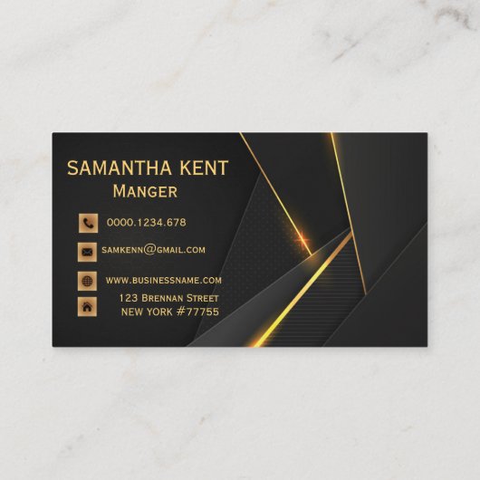 Professioneel Modern Zwart & Goud Visitekaartje (Achterkant)