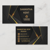 Professioneel Modern Zwart & Goud Visitekaartje (Voorkant / Achterkant)