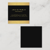 Professioneel, modern, zwart goudplein vierkante visitekaartje (Voorkant / Achterkant)