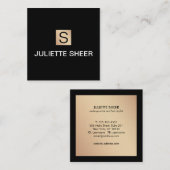 Professioneel, modern zwart-goudplein vierkante visitekaartje (Voorkant / Achterkant)