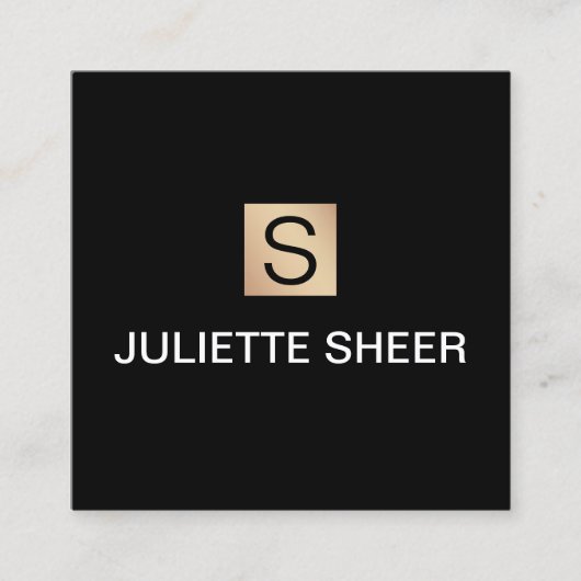 Professioneel, modern zwart-goudplein vierkante visitekaartje (Voorkant)