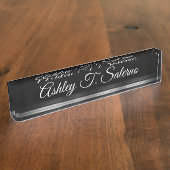 Professioneel Modern Zwart Grijs Handschrift Scrip Naambordje (Zijkant)