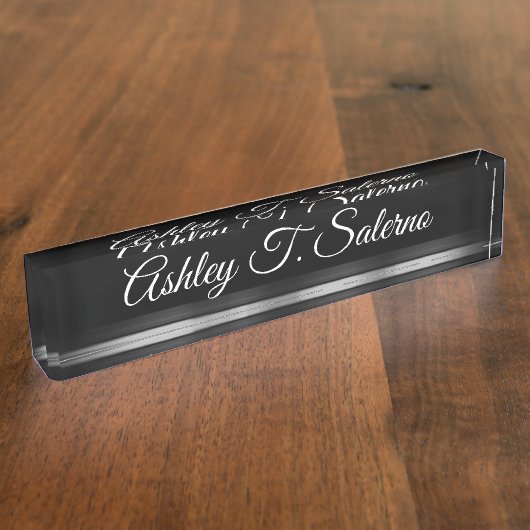 Professioneel Modern Zwart Grijs Handschrift Scrip Naambordje (Zijkant)