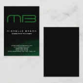 Professioneel modern zwart groen monogram visitekaartje (Voorkant / Achterkant)