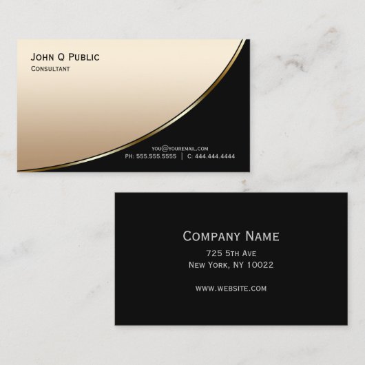 Professioneel, modern, zwart, licht goud visitekaartje (Voorkant / Achterkant)