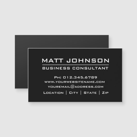 Professioneel, modern, zwart, magnetisch Visitekaa (Voorkant / Achterkant)