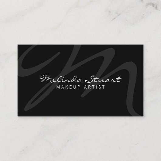 Professioneel modern zwart monogram visitekaartje (Voorkant)