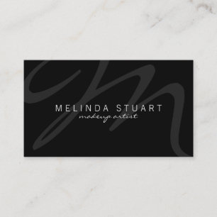Professioneel modern zwart monogram visitekaartje