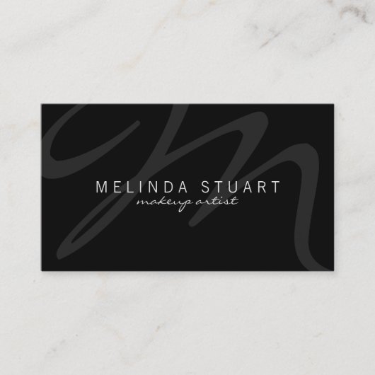 Professioneel modern zwart monogram visitekaartje (Voorkant)