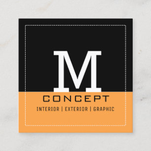 Professioneel Modern Zwart Neon Wortel Monogram Vierkante Visitekaartje