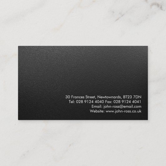 Professioneel, modern, zwart plaatstaal visitekaartje (Achterkant)