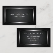 Professioneel, modern, zwart plat visitekaartje (Voorkant / Achterkant)