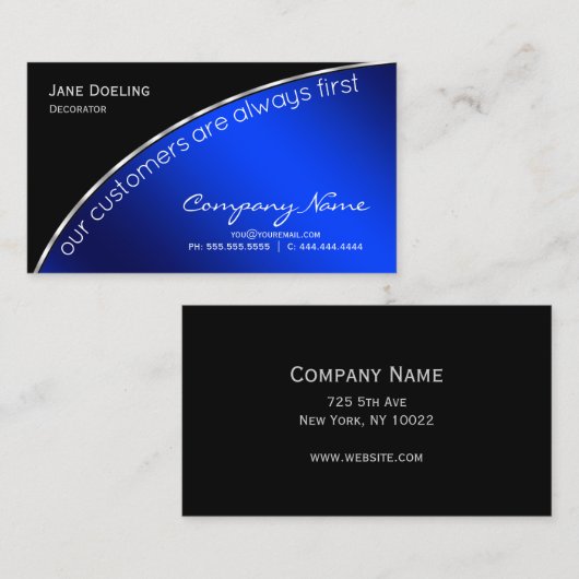 Professioneel, modern zwart visitekaartje (Voorkant / Achterkant)