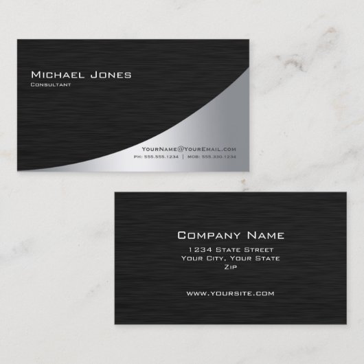 Professioneel, modern, zwart visitekaartje (Voorkant / Achterkant)