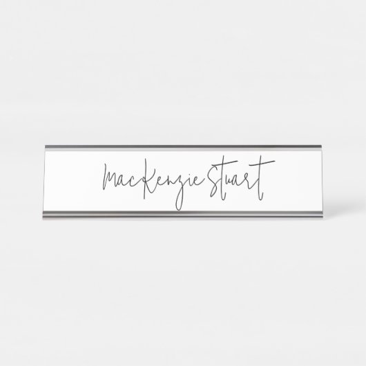 Professioneel Modern Zwart Wit Eenvoudig Bedrijf Bureau Naambordje (Voorkant)