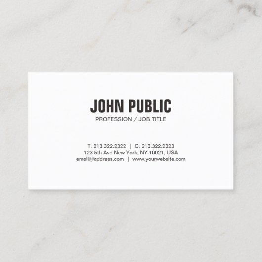 Professioneel Modern Zwart Wit Elegant Clean Visitekaartje (Achterkant)