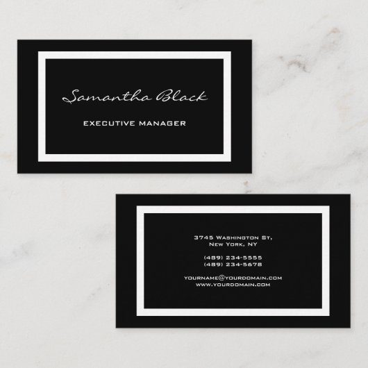 Professioneel, modern, zwart-wit handschrift visitekaartje (Voorkant / Achterkant)