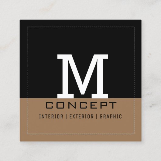 Professioneel modern zwart-wit monogram vierkante visitekaartje (Voorkant)