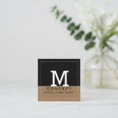 Professioneel modern zwart-wit monogram vierkante visitekaartje (Staand voorkant)