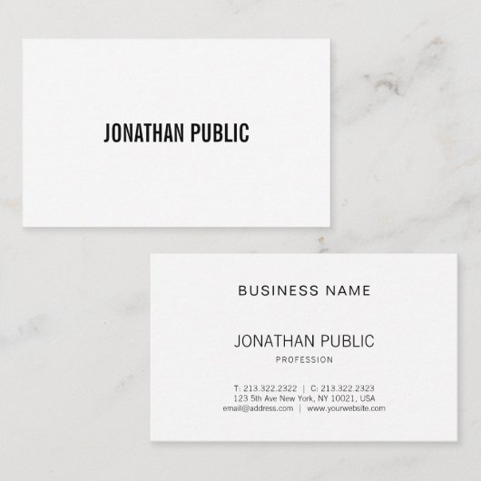 Professioneel, modern, zwart-wit, stijlvol design visitekaartje (Voorkant / Achterkant)