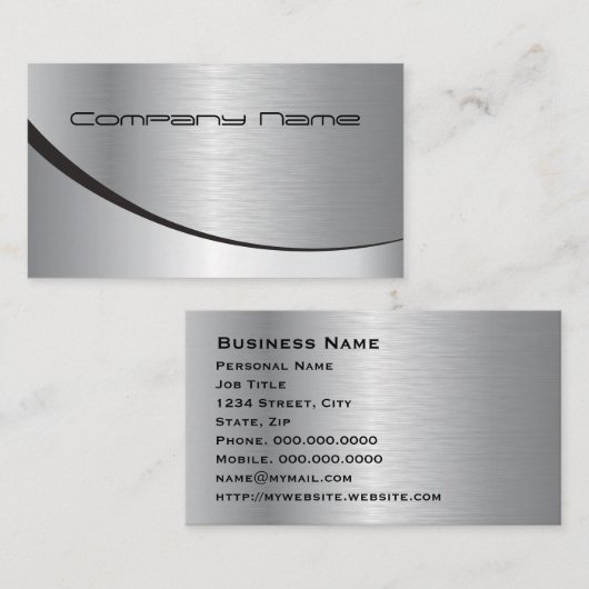 Professioneel, modern, zwart, zilver visitekaartje (Voorkant / Achterkant)