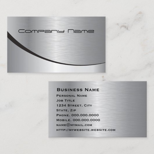 Professioneel, modern, zwart, zilver visitekaartje (Voorkant / Achterkant)