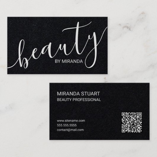 Professioneel Moderne Script Beauty Specialist Visitekaartje (Voorkant / Achterkant)