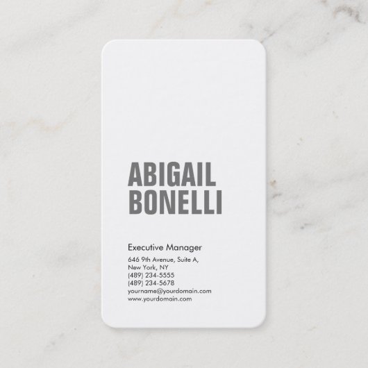 Professioneel, moedig, modern, grijs wit visitekaartje (Voorkant)