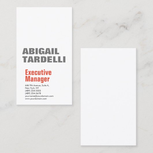 Professioneel, moedig, modern, grijs wit visitekaartje (Voorkant / Achterkant)